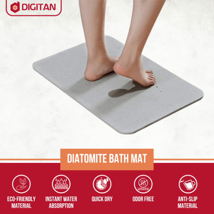Authentic Japanese Diatomite Quick Dry Fast Absorbent Bath Mat Anti-slip and anti bacterial mud ...